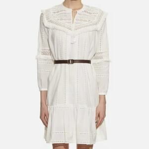 Sea New York White Cotton Lace Ruffle Boho Dress Size 4 Beachy